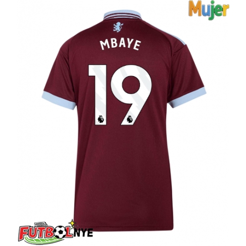 Camiseta Aston Villa Ibrahim Mbaye #19 Primera Equipación para mujer 2026-27 manga corta